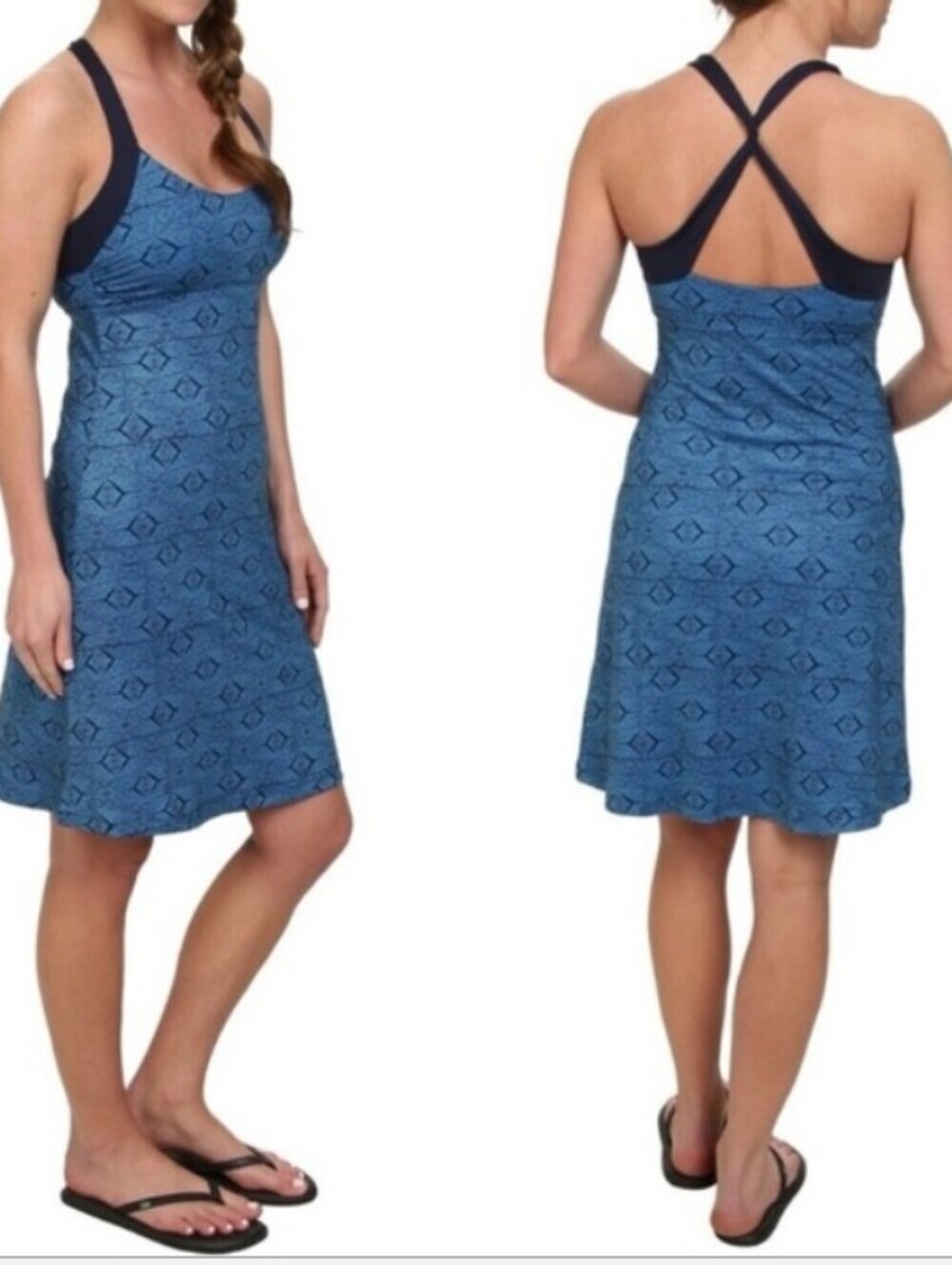Patagonia Blue Patterned Crossback Tank Dress